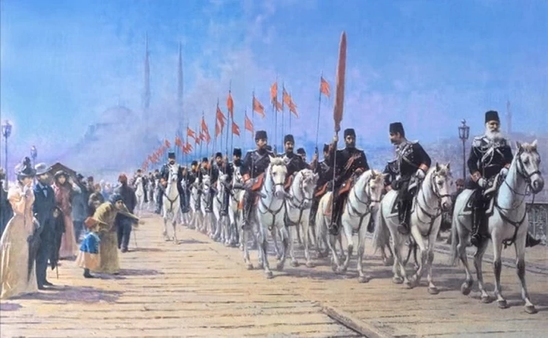Reggimento di cavalleria Ertuğrul sul ponte (1901) - Dolmabahçe Sarayı , Besiktas